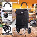 Hoppa Fully Insulated Lightweight 2022 Model 2 Wheeled Huge 51Litre Capacity Shopping Trolley Bag 95cm, 2.6kg Black