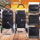 Hoppa Fully Insulated Lightweight 2022 Model 2 Wheeled Huge 51Litre Capacity Shopping Trolley Bag 95cm, 2.6kg Black