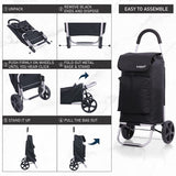 Hoppa Fully Insulated Lightweight 2022 Model 2 Wheeled Huge 51Litre Capacity Shopping Trolley Bag 95cm, 2.6kg Black