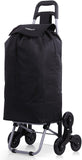 Hoppa Lightweight 6-Wheel 2022 Model Folding Shopping Trolley Large 47L Capacity Shopping Trolley Bag, 95cm, 2kg, Push/Pull Stairclimber (Black)