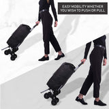 Hoppa Lightweight 6-Wheel 2022 Model Folding Shopping Trolley Large 47L Capacity Shopping Trolley Bag, 95cm, 2kg, Push/Pull Stairclimber (Black)