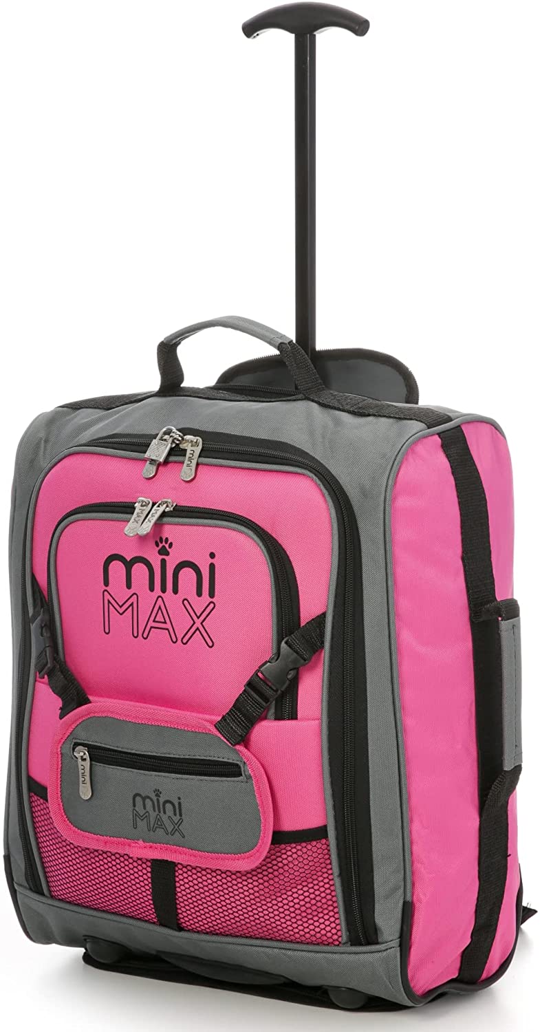 Aerolite MiniMAX Fits easyJet 45x36x20 New 2021 Hand Cabin Luggage Under Seat Trolley Backpack Carry On Cabin Hand Luggage Bag, 45x35x20cm, Pink