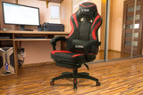Olsen & Smith XTREME New and Improved 2022 Model Gaming Chair Ergonomic Office Desk PC Computer Recliner Swivel Chair Detachable Padded Head Rest Lumbar Support Cushion & Footrest (Black/Red)
