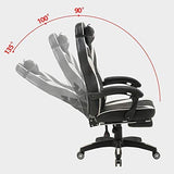 Olsen & Smith XTREME New and Improved 2022 Model Gaming Chair Ergonomic Office Desk PC Computer Recliner Swivel Chair Detachable Padded Head Rest Lumbar Support Cushion & Footrest (Black/White)