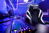 Olsen & Smith XTREME New and Improved 2022 Model Gaming Chair Ergonomic Office Desk PC Computer Recliner Swivel Chair Detachable Padded Head Rest Lumbar Support Cushion & Footrest (Black/White)