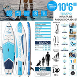 AQUA SPIRIT Inflatable Stand up Paddle Board SUP TEMPO Package | 10’6 x 32” x 6” | Adult Beginners/Experts | 120KG Limit | Paddle, Backpack, Pump, Go Pro Mount, Change Mat, Phone Case Blue