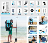 AQUA SPIRIT Inflatable Stand up Paddle Board SUP TEMPO Package | 10’6 x 32” x 6” | Adult Beginners/Experts | 120KG Limit | Paddle, Backpack, Pump, Go Pro Mount, Change Mat, Phone Case Blue