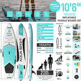 AQUA SPIRIT Inflatable Stand up Paddle Board SUP TEMPO Package | 10’6 x 32” x 6” | Adult Beginners/Experts | 120KG Limit | Paddle, Backpack, Pump, Go Pro Mount, Change Mat, Phone Case Green
