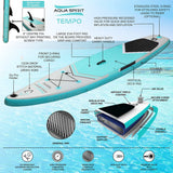 AQUA SPIRIT Inflatable Stand up Paddle Board SUP TEMPO Package | 10’6 x 32” x 6” | Adult Beginners/Experts | 120KG Limit | Paddle, Backpack, Pump, Go Pro Mount, Change Mat, Phone Case Green