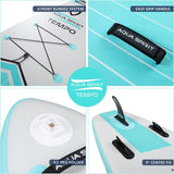 AQUA SPIRIT Inflatable Stand up Paddle Board SUP TEMPO Package | 10’6 x 32” x 6” | Adult Beginners/Experts | 120KG Limit | Paddle, Backpack, Pump, Go Pro Mount, Change Mat, Phone Case Green