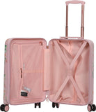 Aerolite 55x35x20cm Polycarbonate Hard Shell 4 Wheel Travel Carry On Hand Cabin Luggage Suitcase, White Pink Rose Floral