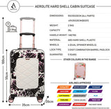 Aerolite 55x35x20cm Polycarbonate Hard Shell 4 Wheel Travel Carry On Hand Cabin Luggage Suitcase, Black Floral