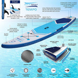 AQUA SPIRIT Inflatable Stand up Paddle Board SUP TEMPO Package | 10’ x 32” x 5” | Adult Beginners/Experts | 115KG Limit | Paddle, Backpack, Pump, Go Pro Mount, Change Mat, Phone Case