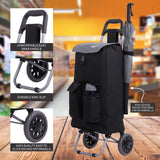 Hoppa Fully Insulated Lightweight 2022 Model 2 Wheeled Large 42Litre Capacity Shopping Trolley Bag 95cm, 2.1kg with Shoulder Strap