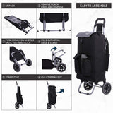 Hoppa Fully Insulated Lightweight 2022 Model 2 Wheeled Large 42Litre Capacity Shopping Trolley Bag 95cm, 2.1kg with Shoulder Strap