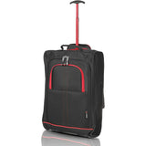 Set of 3 Super Lightweight 5 Cities 21"/55cm Cabin Approved Carry On 2 Wheel Suitcase Trolley Bags Hand Luggage with Sturdy Frame Red + Black