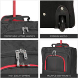 Set of 3 Super Lightweight 5 Cities 21"/55cm Cabin Approved Carry On 2 Wheel Suitcase Trolley Bags Hand Luggage with Sturdy Frame Red + Black