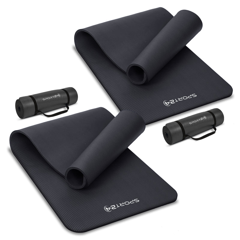 Sport24 Yoga Mat NBR Non-slip Multipurpose- Pilates, Ab workouts, Stretching, Push ups, Gymnastics- 183cm X 62cm X 1cm with Carry Strap- Men/Women
