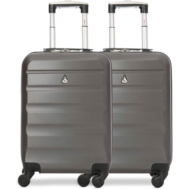 Aerolite (55x35x20cm) Lightweight Hard Shell Cabin Hand Luggage (x2 Set) - Packed Direct UK