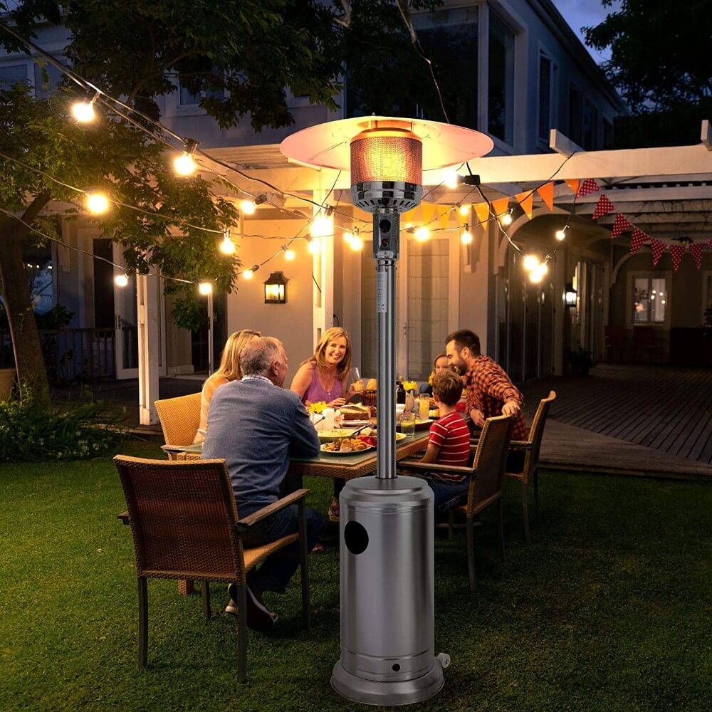 Gas Powered Patio Heater, Free Standing Stainless Steel Outdoor