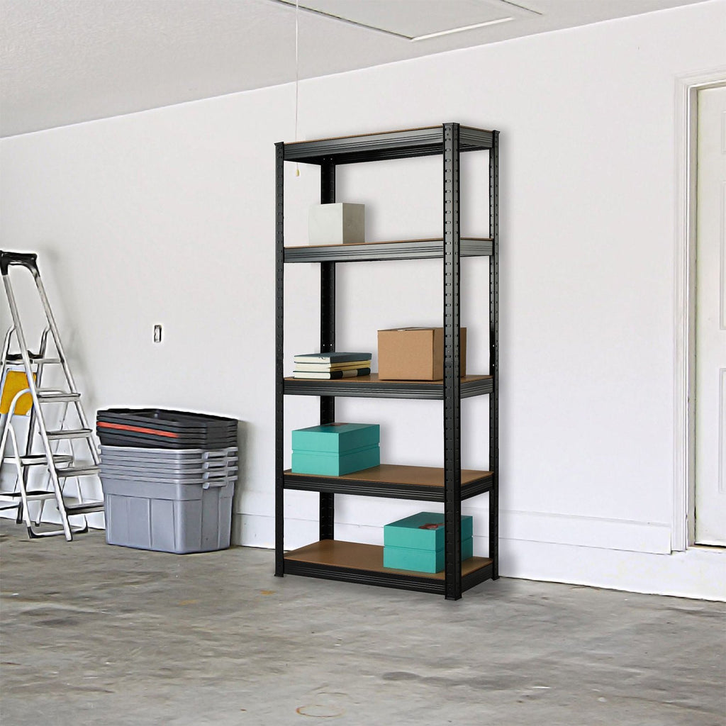 Usb Shelving Racking System Heavy Duty 5 Tier Steel & Wood Garage Shelving Unit 150cm x 70cm x 30c ...