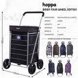 Hoppa Lightweight 4-Wheel Premium Folding Shopping Trolley Extra Large 64L Capacity Shopping Trolley Bag, 95cm, 4.8kg, Push/Pull Stairclimber (Black) - Packed Direct UK