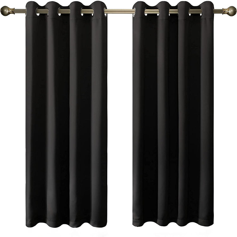 Olsen & Smith Black Thermal Insulating Blackout Curtains Eyelet Set Thermally Insulated for Summer & Winter Home Bedroom Living Room - Packed Direct UK