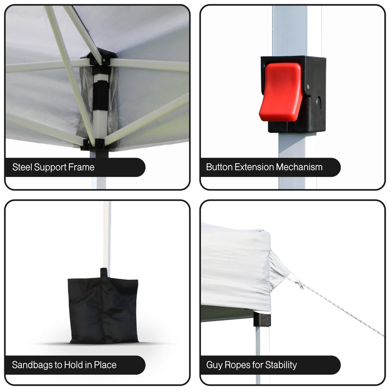 Olsen & Smith Pop Up Garden Gazebo 3m x 3m Showerproof UV 50+ Outdoor Garden Shelter Rustproof PVC Coated Carry Bag & Leg Weight Bags Grey - Packed Direct UK