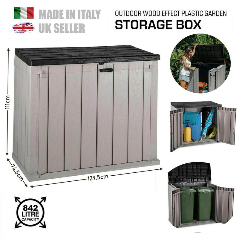 Outdoor Garden Storage Box Plastic Cushion Shed Box 842L