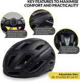 SPORT24 Lightweight Bike Cycle Helmet Road Bike Cycling Safety Helmet for Men Women (Fits Head Sizes 58-61cm) Black White - Packed Direct UK