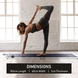 Sport24 Yoga Mat NBR Non-slip Multipurpose- Pilates, Ab workouts, Stretching, Push ups, Gymnastics- 183cm X 62cm X 1cm with Carry Strap- Men/Women - Packed Direct UK