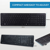 Wireless Compact Keyboard and Mouse Combo Set for Windows PC, 12 Multimedia & Shortcut Keys, Quiet Operation, Splashproof, QWERTY UK Layout - Black - Packed Direct UK